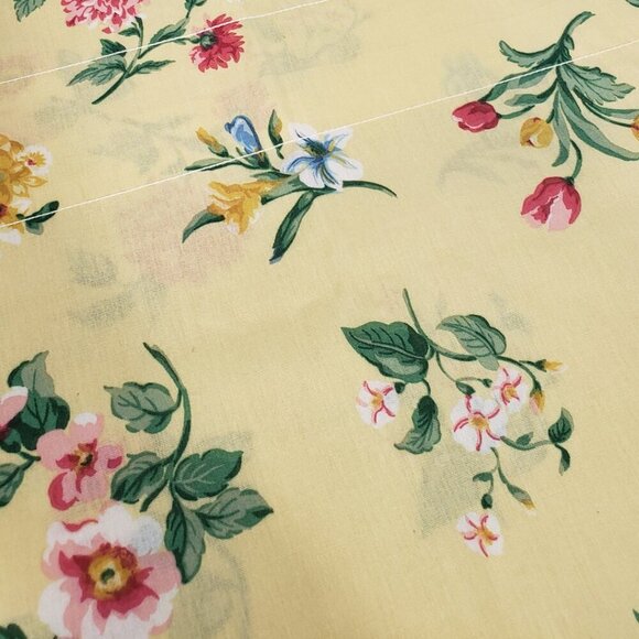 Yellow Floral Window Valance Curtain  84" X 17" 3" rod pocket - Picture 2 of 5